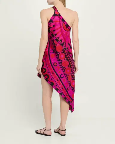 Pucci One-Shoulder Soleil-Print Silk Twill Asymmetric Mini Dress | Thumbnail 3 Pucci One-Shoulder Soleil-Print Silk Twill Asymmetric Mini Dress | Thumbnail 3
