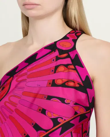 Pucci One-Shoulder Soleil-Print Silk Twill Asymmetric Mini Dress | Thumbnail 5 Pucci One-Shoulder Soleil-Print Silk Twill Asymmetric Mini Dress | Thumbnail 5
