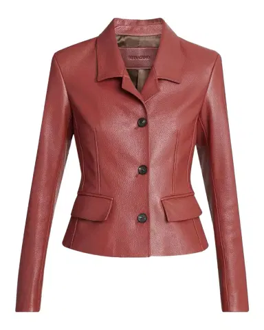 Ferragamo Cervo Single-Breasted Leather Jacket | Thumbnail 1 Ferragamo Cervo Single-Breasted Leather Jacket | Thumbnail 1