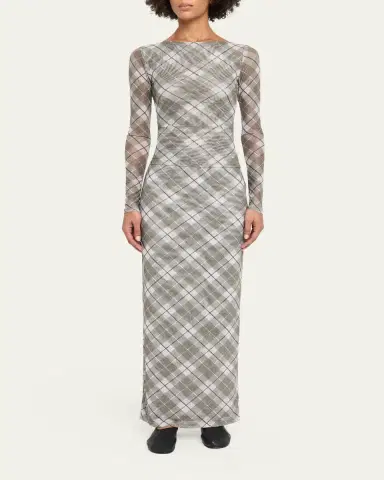 Ronny Kobo Azana Plaid-Print Mesh Maxi Skirt | Thumbnail 2 Ronny Kobo Azana Plaid-Print Mesh Maxi Skirt | Thumbnail 2