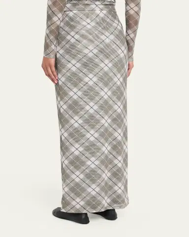 Ronny Kobo Azana Plaid-Print Mesh Maxi Skirt | Thumbnail 3 Ronny Kobo Azana Plaid-Print Mesh Maxi Skirt | Thumbnail 3
