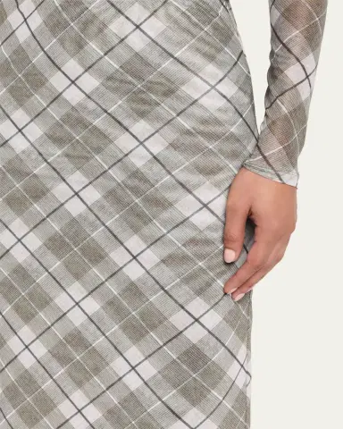 Ronny Kobo Azana Plaid-Print Mesh Maxi Skirt | Thumbnail 5 Ronny Kobo Azana Plaid-Print Mesh Maxi Skirt | Thumbnail 5