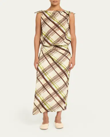 A.L.C. Jean Draped Plaid Midi Skirt | Thumbnail 2 A.L.C. Jean Draped Plaid Midi Skirt | Thumbnail 2