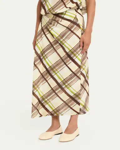 A.L.C. Jean Draped Plaid Midi Skirt | Thumbnail 4 A.L.C. Jean Draped Plaid Midi Skirt | Thumbnail 4