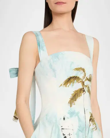 Oscar de la Renta Sleeveless Landscape-Print Poplin Midi Dress | Thumbnail 4 Oscar de la Renta Sleeveless Landscape-Print Poplin Midi Dress | Thumbnail 4