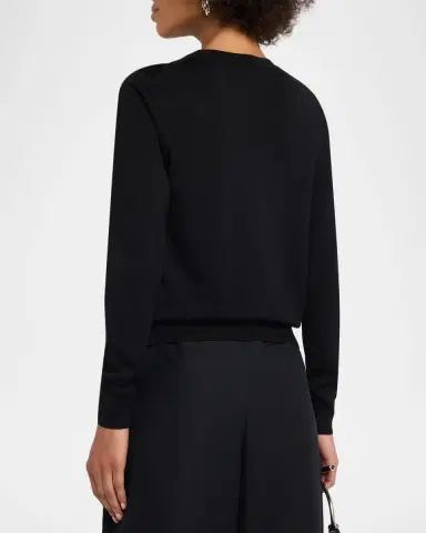 Carolina Herrera Flower Beaded Silk-Cotton Crewneck Sweater | Thumbnail 2 Carolina Herrera Flower Beaded Silk-Cotton Crewneck Sweater | Thumbnail 2