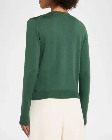 Carolina Herrera Floral Embroidered Silk-Cotton Crewneck Sweater | Thumbnail 2 Carolina Herrera Floral Embroidered Silk-Cotton Crewneck Sweater | Thumbnail 2