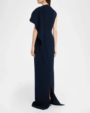 Rickie Freeman for Teri Jon Floral-Embroidered Asymmetric Capelet Gown | Thumbnail 3 Rickie Freeman for Teri Jon Floral-Embroidered Asymmetric Capelet Gown | Thumbnail 3