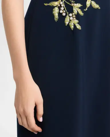 Rickie Freeman for Teri Jon Floral-Embroidered Asymmetric Capelet Gown | Thumbnail 5 Rickie Freeman for Teri Jon Floral-Embroidered Asymmetric Capelet Gown | Thumbnail 5