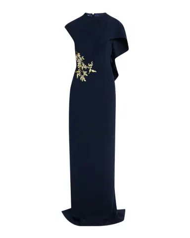 Rickie Freeman for Teri Jon Floral-Embroidered Asymmetric Capelet Gown | Thumbnail 1 Rickie Freeman for Teri Jon Floral-Embroidered Asymmetric Capelet Gown | Thumbnail 1