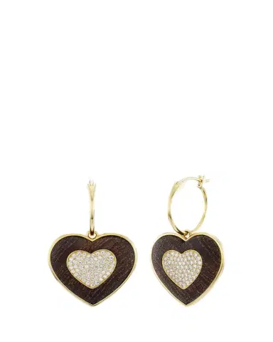 Emily P. Wheeler Rock Heart Earrings with Diamonds and Sandalwood | Thumbnail 1 Emily P. Wheeler Rock Heart Earrings with Diamonds and Sandalwood | Thumbnail 1