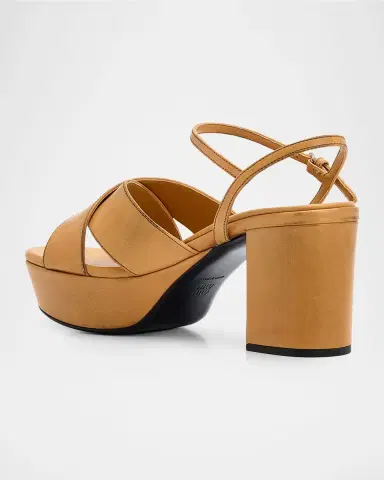 Miu Miu Waxed Leather Platform Sandals | Thumbnail 3 Miu Miu Waxed Leather Platform Sandals | Thumbnail 3