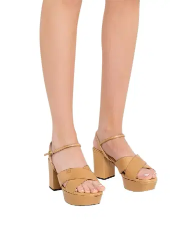Miu Miu Waxed Leather Platform Sandals | Thumbnail 1 Miu Miu Waxed Leather Platform Sandals | Thumbnail 1