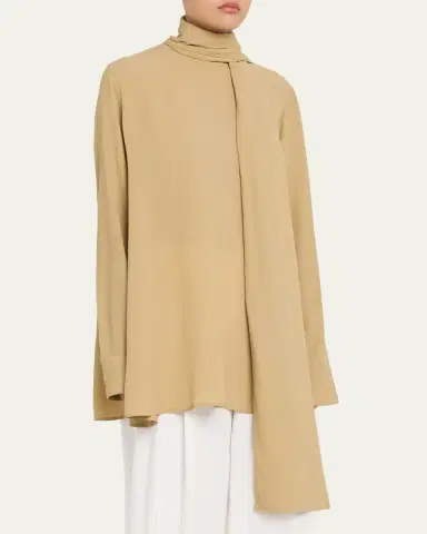 TOTEME Draped Scarf Long Sleeve Blouse | Thumbnail 4 TOTEME Draped Scarf Long Sleeve Blouse | Thumbnail 4