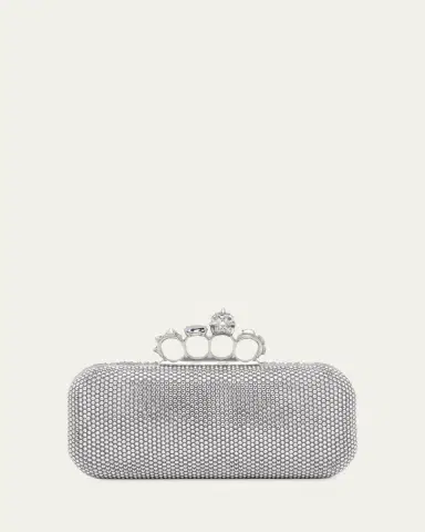 McQueen Punk Four Ring Rhinestone Leather Clutch Bag | Thumbnail 2 McQueen Punk Four Ring Rhinestone Leather Clutch Bag | Thumbnail 2
