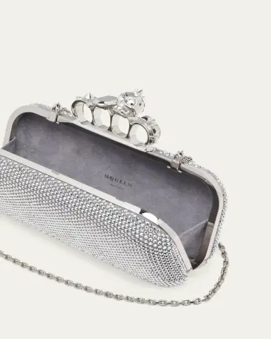 McQueen Punk Four Ring Rhinestone Leather Clutch Bag | Thumbnail 3 McQueen Punk Four Ring Rhinestone Leather Clutch Bag | Thumbnail 3