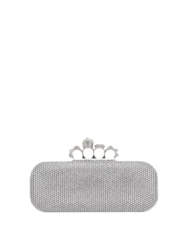 McQueen Punk Four Ring Rhinestone Leather Clutch Bag | Thumbnail 1 McQueen Punk Four Ring Rhinestone Leather Clutch Bag | Thumbnail 1