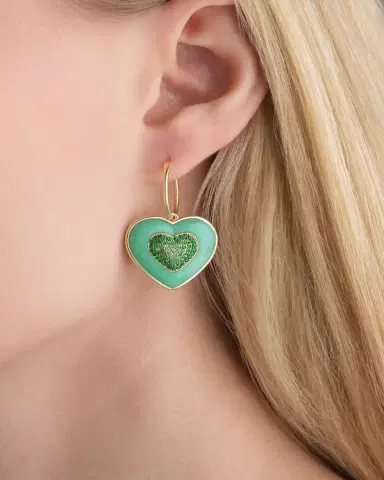 Emily P. Wheeler Rock Heart Earrings with Chrysoprase and Tsavorite | Thumbnail 2 Emily P. Wheeler Rock Heart Earrings with Chrysoprase and Tsavorite | Thumbnail 2