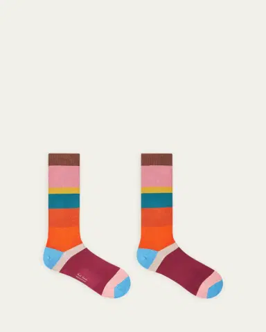 Paul Smith Men's Color-Block Stripe Crew Socks | Thumbnail 2 Paul Smith Men's Color-Block Stripe Crew Socks | Thumbnail 2