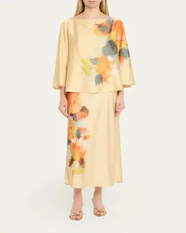 Cinq a Sept Carole Watercolor Floral Midi Skirt | Thumbnail 2 Cinq a Sept Carole Watercolor Floral Midi Skirt | Thumbnail 2