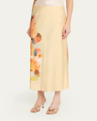 Cinq a Sept Carole Watercolor Floral Midi Skirt | Thumbnail 4 Cinq a Sept Carole Watercolor Floral Midi Skirt | Thumbnail 4