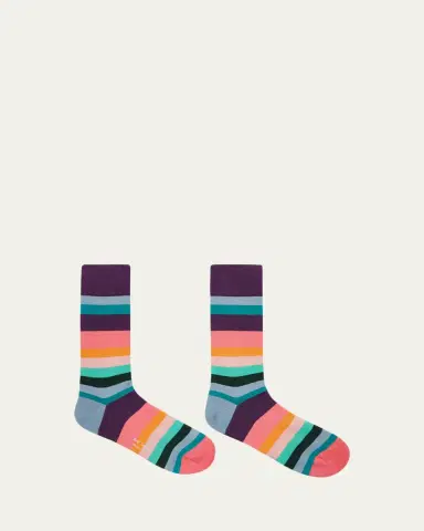 Paul Smith Men's Organic Artist Stripe Crew Socks | Thumbnail 2 Paul Smith Men's Organic Artist Stripe Crew Socks | Thumbnail 2