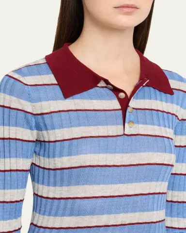 Brandon Maxwell Joni Knit Polo Long-Sleeve Shirt | Thumbnail 5 Brandon Maxwell Joni Knit Polo Long-Sleeve Shirt | Thumbnail 5