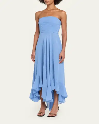 Retrofête Louisa Strapless Chiffon Dress | Thumbnail 4 Retrofête Louisa Strapless Chiffon Dress | Thumbnail 4