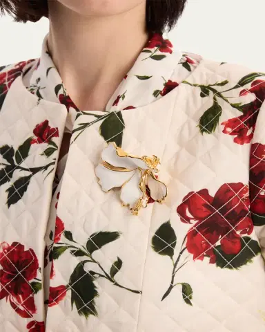 Oscar de la Renta Enamel Folded Hibiscus Brooch | Thumbnail 2 Oscar de la Renta Enamel Folded Hibiscus Brooch | Thumbnail 2