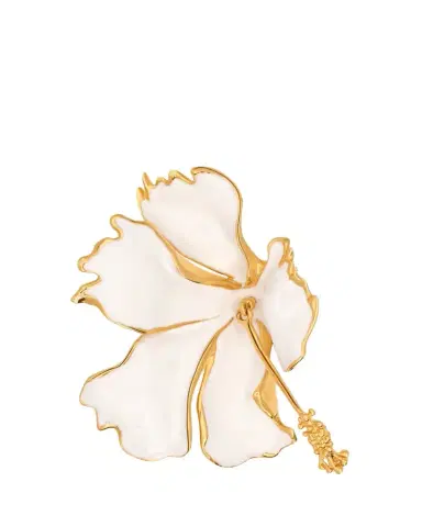 Oscar de la Renta Enamel Folded Hibiscus Brooch | Thumbnail 1 Oscar de la Renta Enamel Folded Hibiscus Brooch | Thumbnail 1