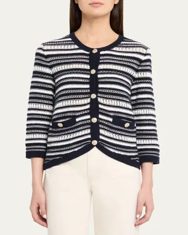 Veronica Beard Bellingham Stripe Knit Cardigan | Thumbnail 4 Veronica Beard Bellingham Stripe Knit Cardigan | Thumbnail 4