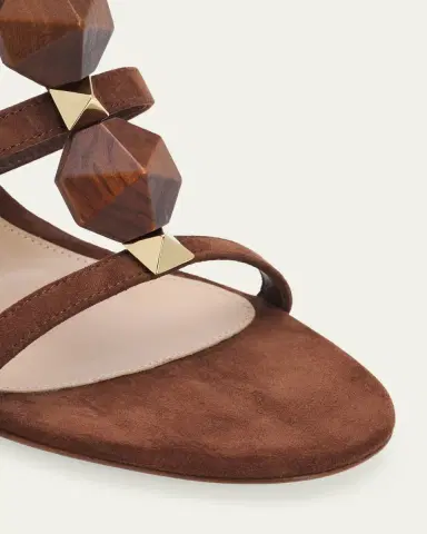 Gianvito Rossi 70mm Wooden Stud Suede Caged Sandals | Thumbnail 3 Gianvito Rossi 70mm Wooden Stud Suede Caged Sandals | Thumbnail 3