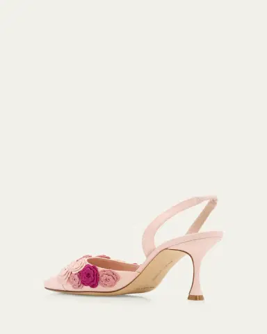Manolo Blahnik 70mm Svemutasli Gala Floral Satin Slingback Pumps | Thumbnail 2 Manolo Blahnik 70mm Svemutasli Gala Floral Satin Slingback Pumps | Thumbnail 2