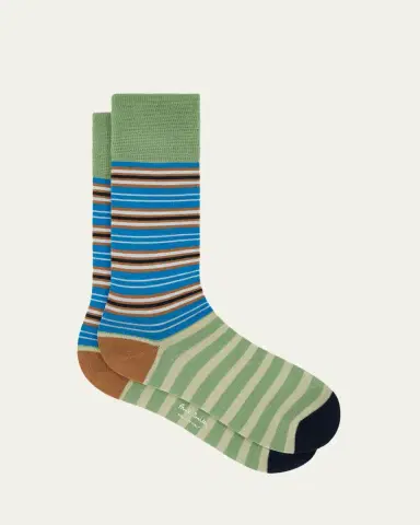 Paul Smith Men's Color-Block Multi-Stripe Crew Socks | Thumbnail 3 Paul Smith Men's Color-Block Multi-Stripe Crew Socks | Thumbnail 3