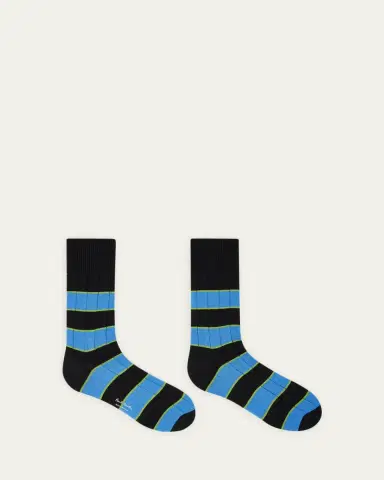 Paul Smith Men's Kennedy Contrast-Stripe Crew Socks | Thumbnail 2 Paul Smith Men's Kennedy Contrast-Stripe Crew Socks | Thumbnail 2