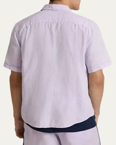 Vilebrequin Men's Short-Sleeve Button-Down Linen Shirt | Thumbnail 2 Vilebrequin Men's Short-Sleeve Button-Down Linen Shirt | Thumbnail 2