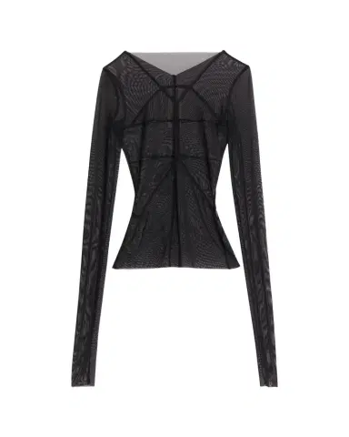 Rick Owens Temple Seamed Mesh Long-Sleeve Top | Thumbnail 1 Rick Owens Temple Seamed Mesh Long-Sleeve Top | Thumbnail 1