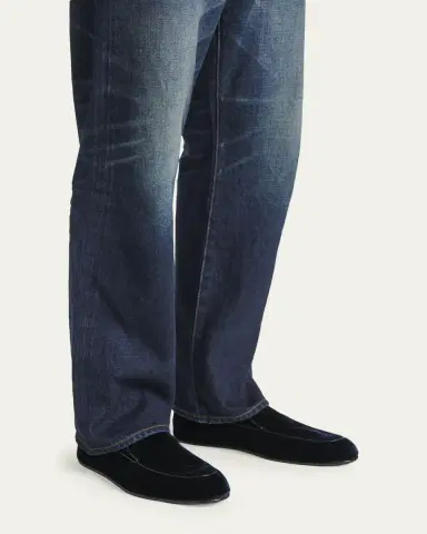 Tom Ford Men's Leo Velvet Apron-Toe Slippers | Thumbnail 2 Tom Ford Men's Leo Velvet Apron-Toe Slippers | Thumbnail 2