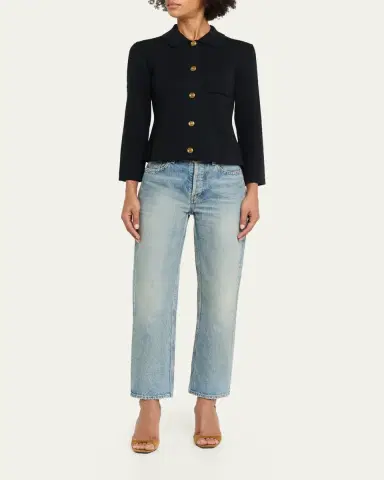 Saint Laurent Wool Button-Front Polo Cardigan | Thumbnail 2 Saint Laurent Wool Button-Front Polo Cardigan | Thumbnail 2