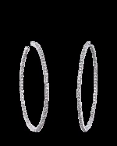 Sidney Garber 18K White Gold Perfect Hoop Earrings with Diamonds | Thumbnail 2 Sidney Garber 18K White Gold Perfect Hoop Earrings with Diamonds | Thumbnail 2