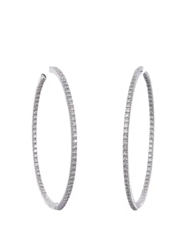 Sidney Garber 18K White Gold Perfect Hoop Earrings with Diamonds | Thumbnail 1 Sidney Garber 18K White Gold Perfect Hoop Earrings with Diamonds | Thumbnail 1