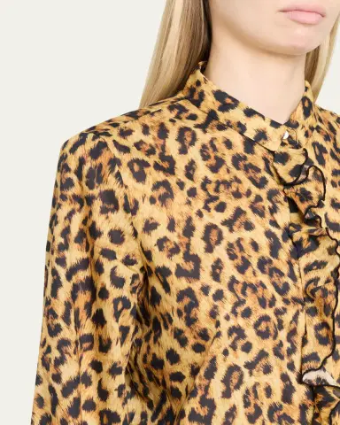 R13 Leopard-Print Cotton Ruffle Blouse | Thumbnail 5 R13 Leopard-Print Cotton Ruffle Blouse | Thumbnail 5
