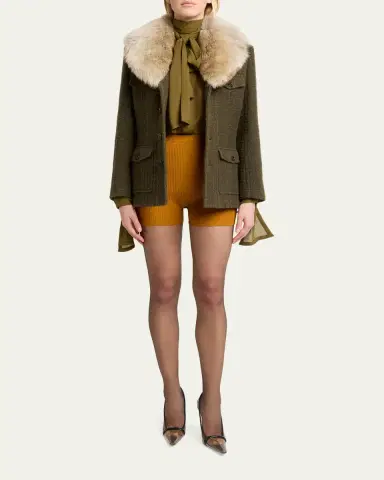 Saint Laurent Rib-Knit Cycling Shorts | Thumbnail 2 Saint Laurent Rib-Knit Cycling Shorts | Thumbnail 2