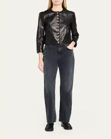 R13 Front-Snap Leather Jacket | Thumbnail 2 R13 Front-Snap Leather Jacket | Thumbnail 2