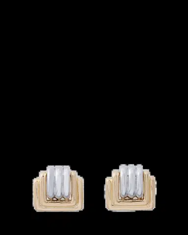 Sidney Garber 18K Yellow and White Gold Square Clip Earrings | Thumbnail 2 Sidney Garber 18K Yellow and White Gold Square Clip Earrings | Thumbnail 2