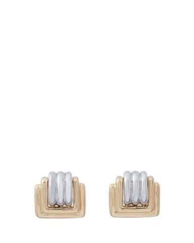 Sidney Garber 18K Yellow and White Gold Square Clip Earrings | Thumbnail 1 Sidney Garber 18K Yellow and White Gold Square Clip Earrings | Thumbnail 1