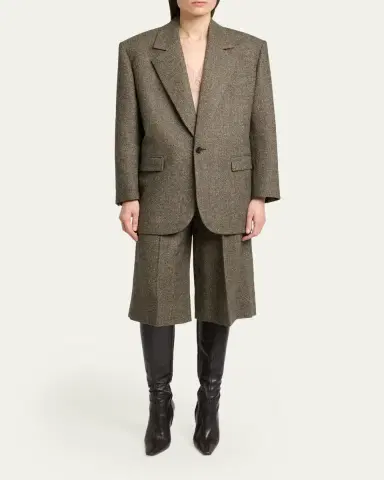 Saint Laurent Herringbone Wool Single-Breasted Jacket | Thumbnail 2 Saint Laurent Herringbone Wool Single-Breasted Jacket | Thumbnail 2