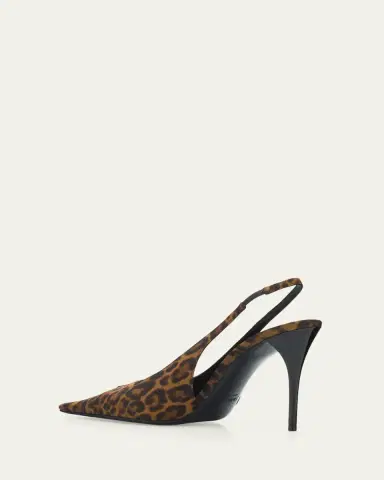 Saint Laurent 90mm YSL Leopard Grosgrain Slingback Pumps | Thumbnail 4 Saint Laurent 90mm YSL Leopard Grosgrain Slingback Pumps | Thumbnail 4
