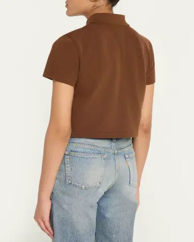 Saint Laurent YSL Cotton Pique Crop Polo Shirt | Thumbnail 3 Saint Laurent YSL Cotton Pique Crop Polo Shirt | Thumbnail 3