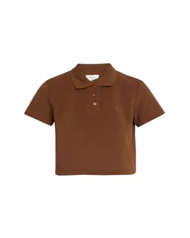 Saint Laurent YSL Cotton Pique Crop Polo Shirt | Thumbnail 1 Saint Laurent YSL Cotton Pique Crop Polo Shirt | Thumbnail 1